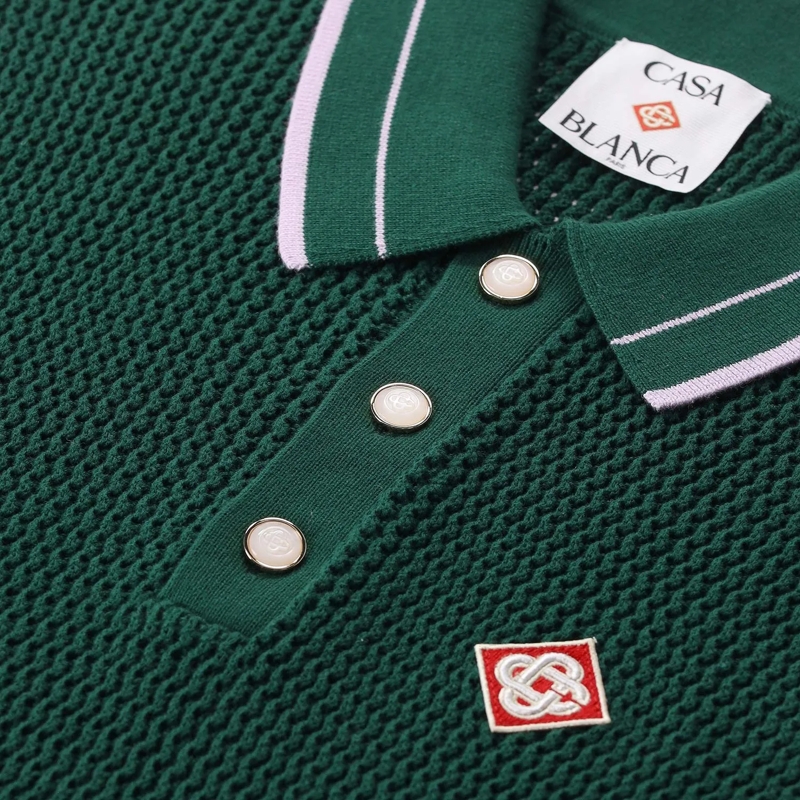 Casablanca Poloshirt Poloshirt aus Grobstrick grün(Image 4)