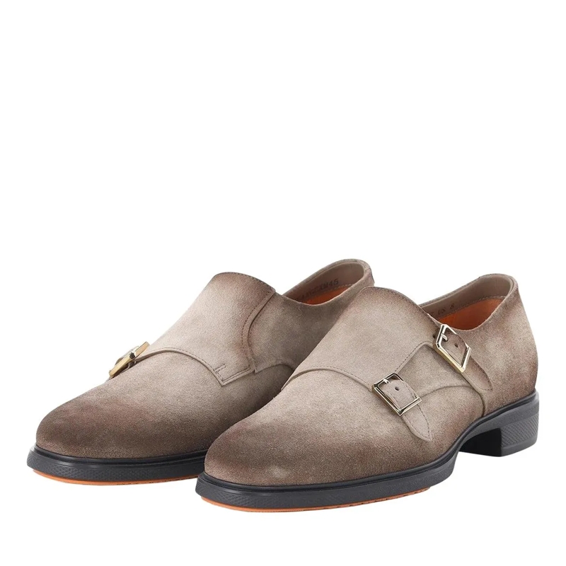 Santoni Monkstraps Doppel-Monkstraps aus Veloursleder braun