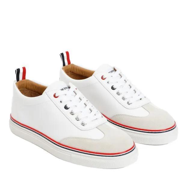 Thom Browne Low-Top Sneaker - White Calf Leather Lo-Top Trainer - Gr. 10 - in Weiß - für Damen