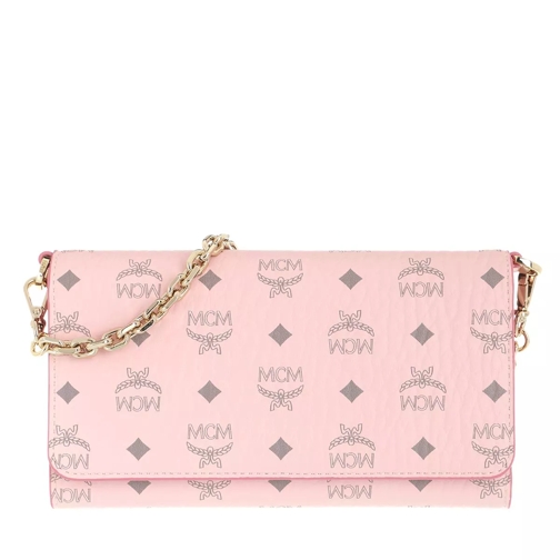 MCM Visetos Original Phone Wallet Crossbody Bag Powder Pink Wallet On A Chain