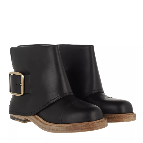 Alexander McQueen Buckled Ankle Boots Leather Black/Gold Stiefelette