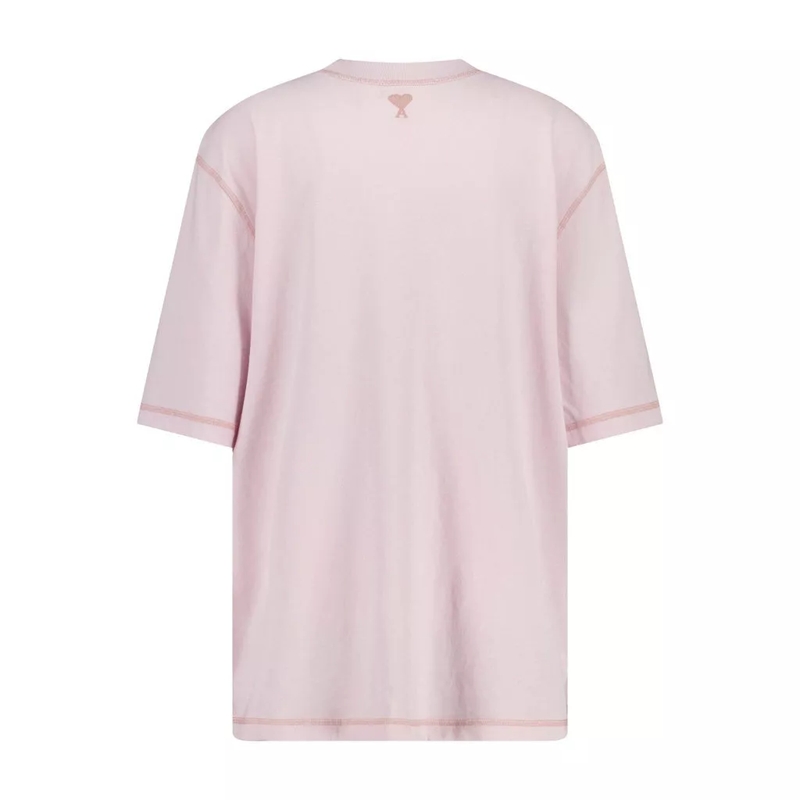 AMI Paris T-Shirt T-Shirt mit Logo-Stickerei Rosa(Image 4)