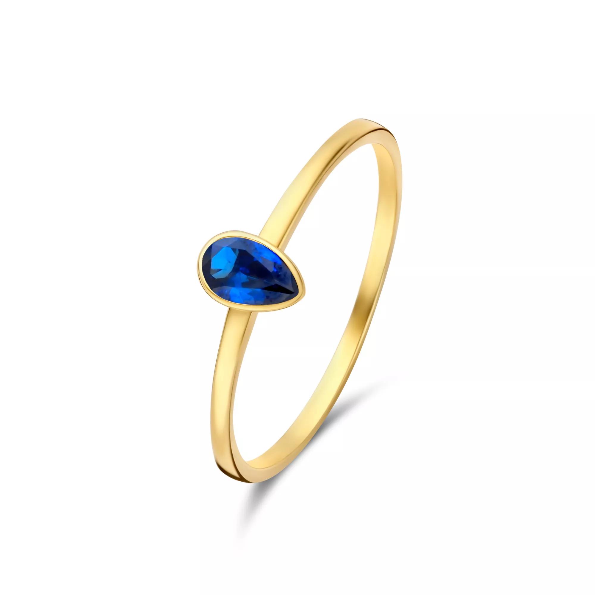 Isabel Bernard Ring - Isabel Bernard Baguette damen Ring 585 Gold IB3300 - Gr. 50 - in Blau - für Damen