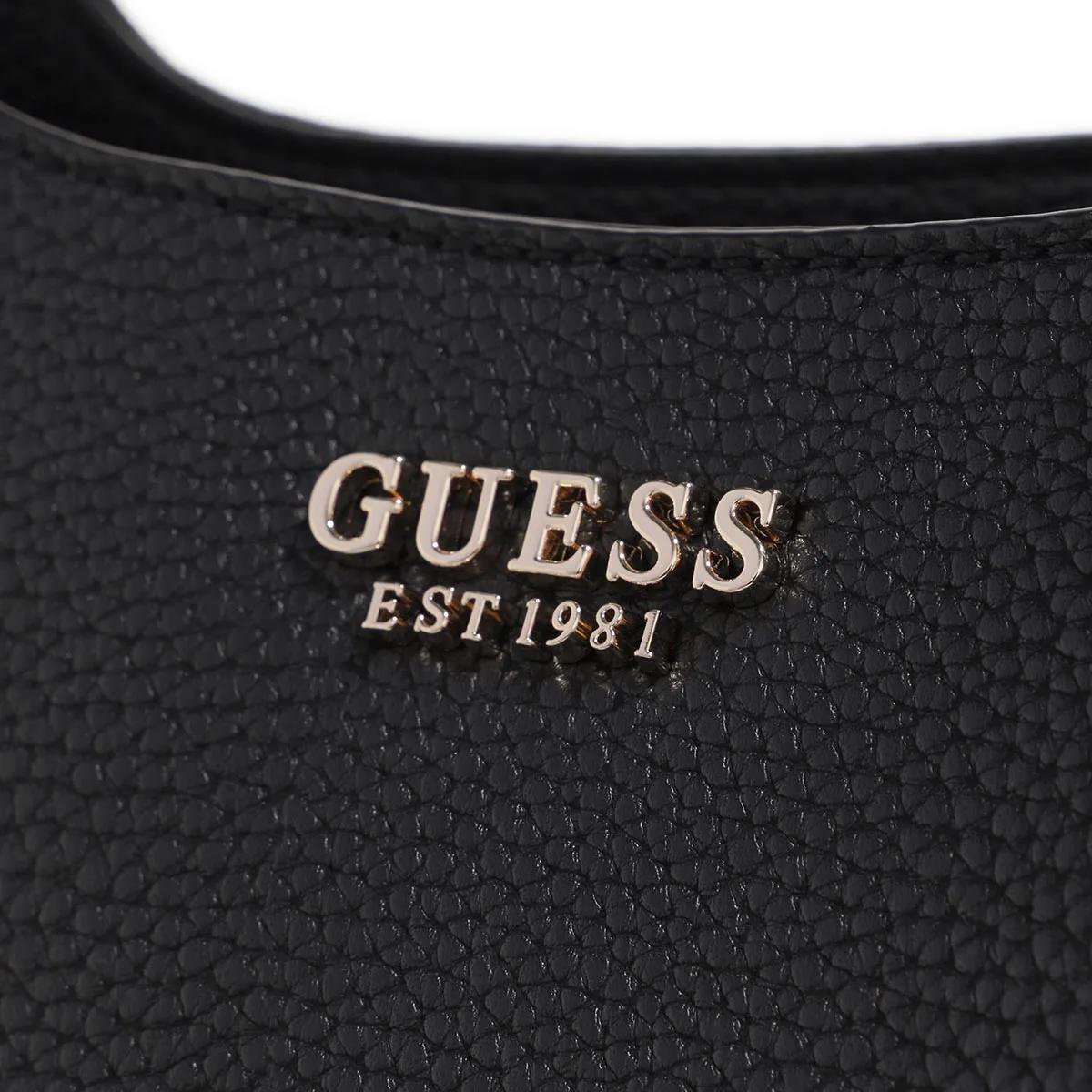 Guess Zwarte leren handtas met drukknoopsluiting Black Dames