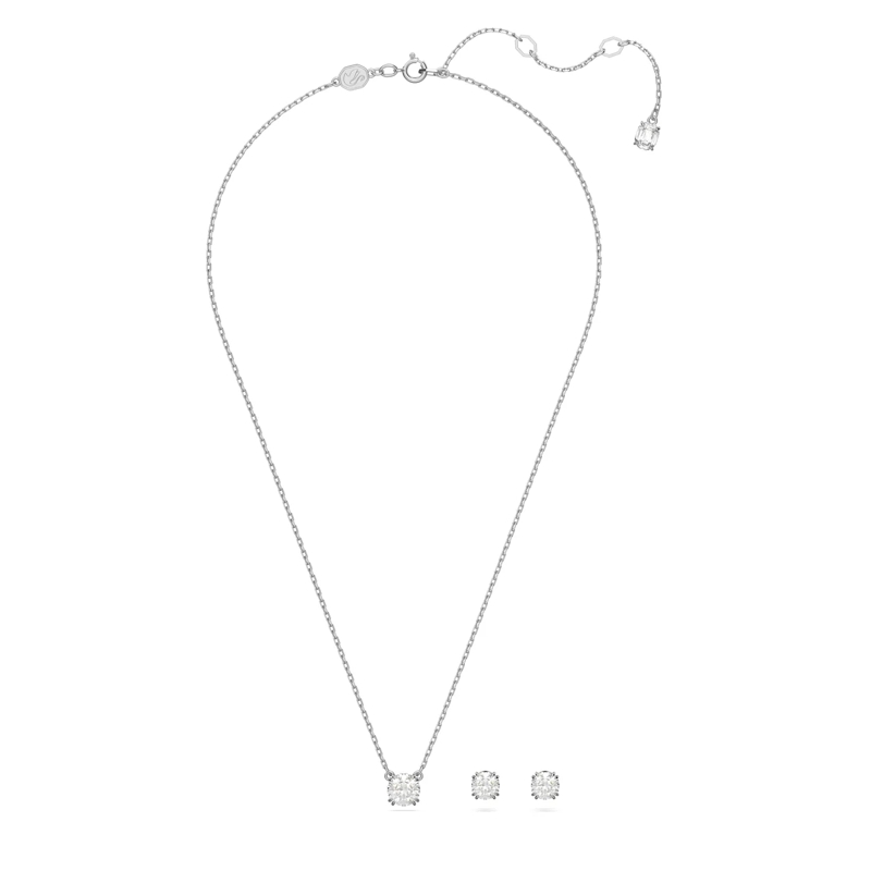 Swarovski Mittellange Halskette Constella set, Round cut, Rhodium plated White