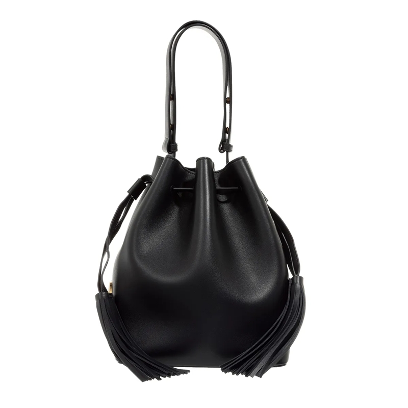 Valentino Garavani Bucket Bag Drawstring Vitello Bag Black