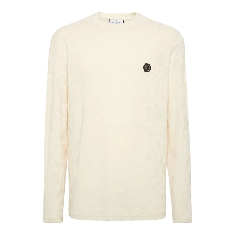 Philipp Plein T-Shirt T-Shirt Rundhalsausschnitt Ls Crest beige