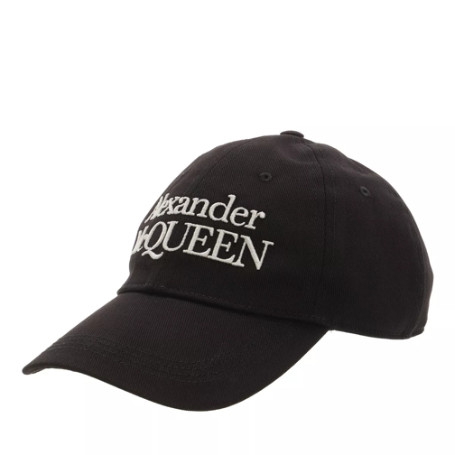 Alexander McQueen Hat Black Ivory Baseball Cap