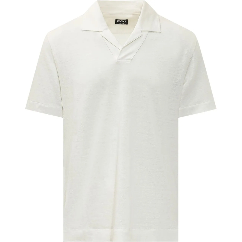 Zegna Polo Polo in Maglia con Collo Aperto weiß