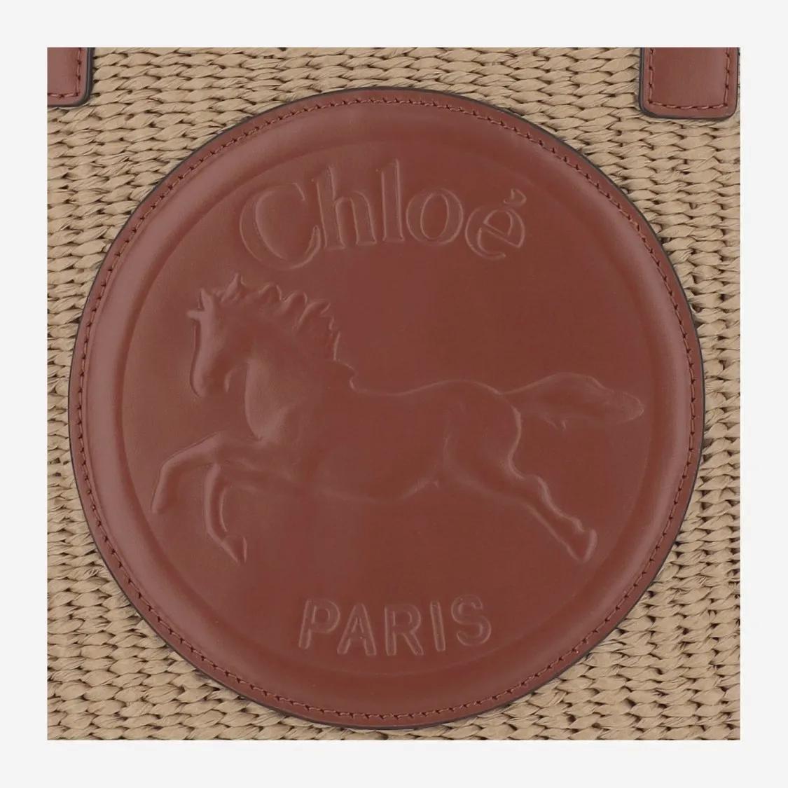 Chloé Shoppers & Totes Large Horse Medal Bag Made Of Natural Fibers in beige