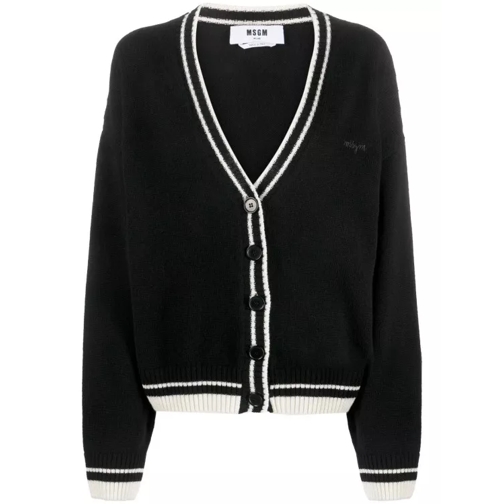 MSGM  Black Stripe Edge Cardigan Black