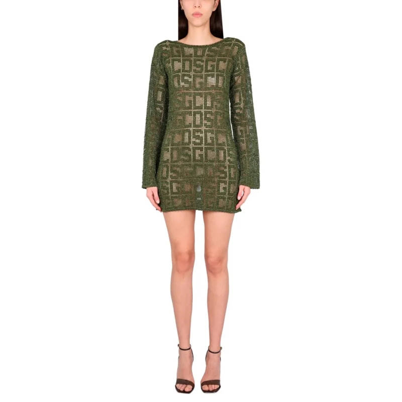 Gcds Mini-robe Monogram Macrame Dress Green