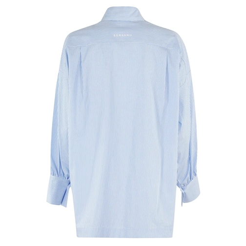Ermanno Firenze Chemises Oversized Striped Cotton Poplin Shirt Blue (Image 2)