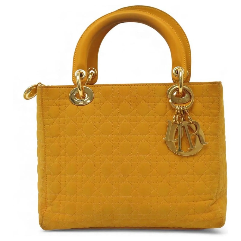 Christian Dior Minitasche VINTAGE HANDTASCHE CHRISTIAN DIOR LADY DIOR TOILE  gelb