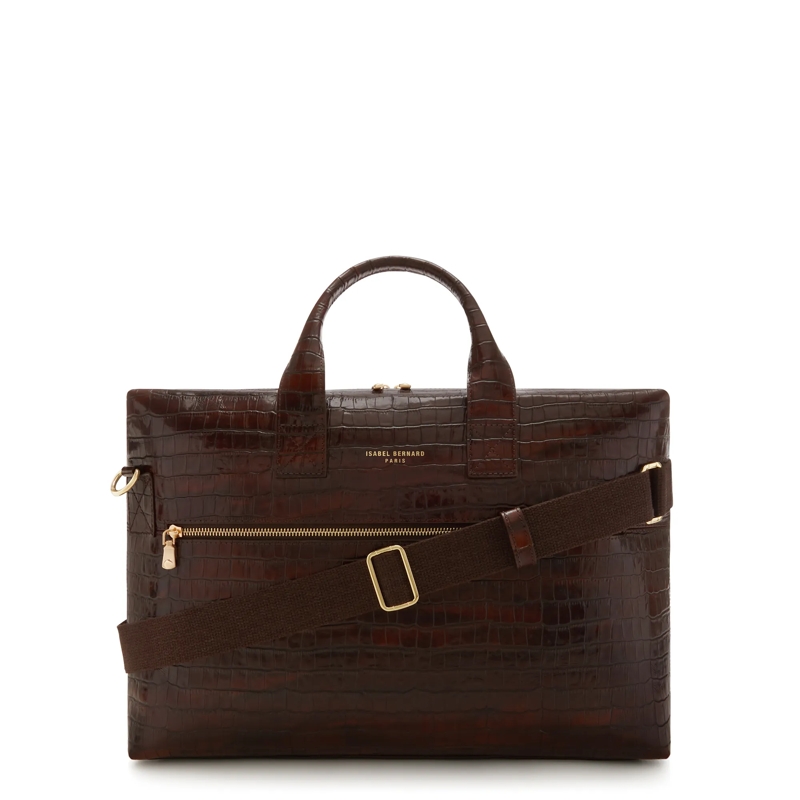 Isabel Bernard Laptoptasche Honoré Anique croco brown calfskin leather handbag brown