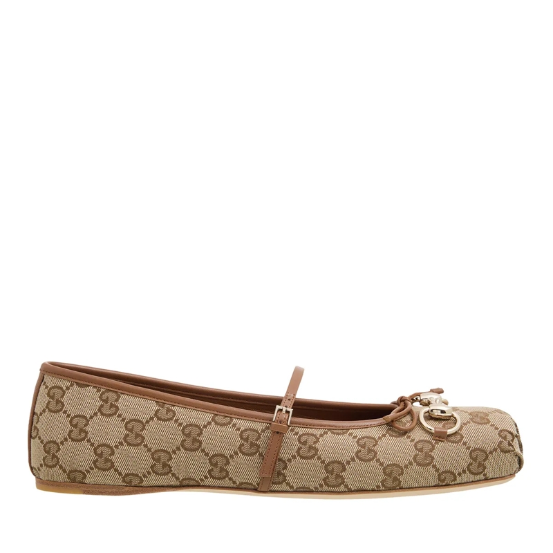 Gucci Ballerinas Horsebit GG Ballet Flats Beige