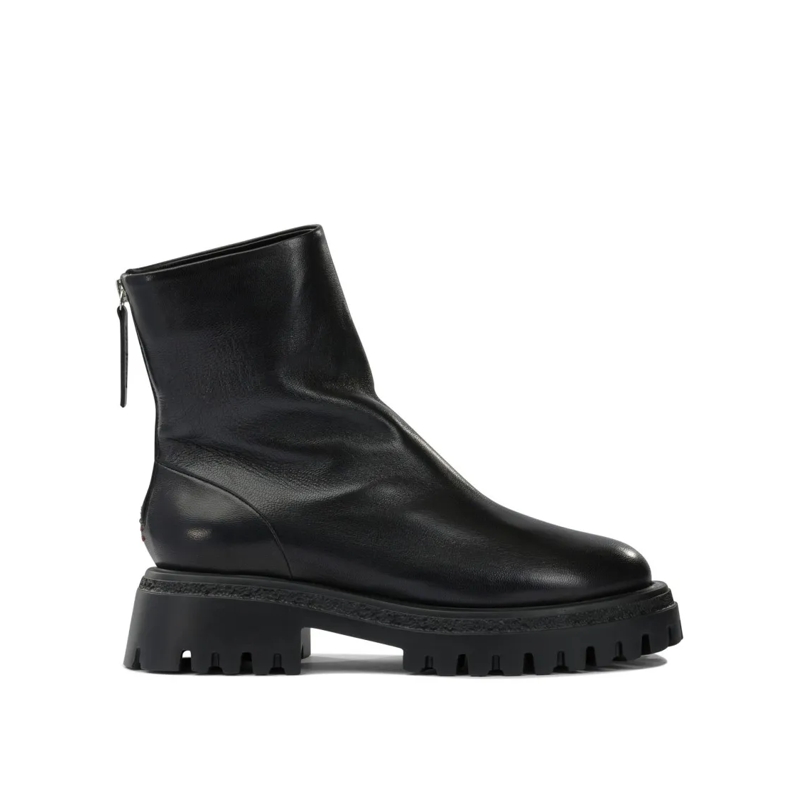 Halmanera Laarzen Minimalist Black Leather Ankle Boots With Chunky S Black