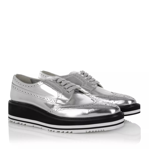 Prada Oxford Lace Up Silver Low-Top Sneaker