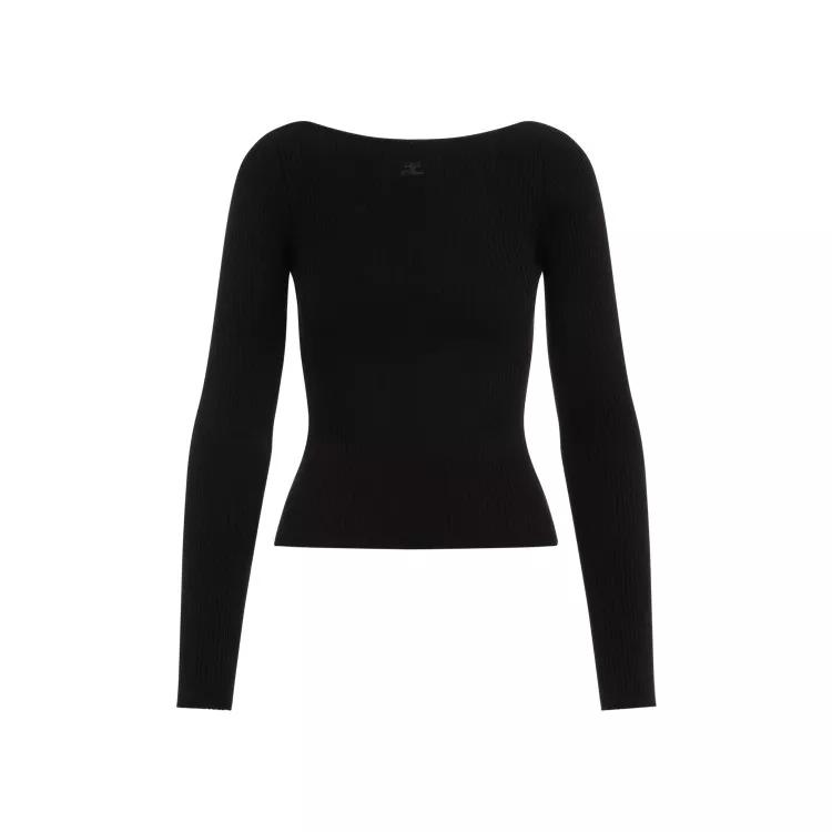 Courrèges - Shoulders Rib Black Viscose Sweater - Größe S - black