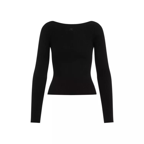 Courrèges  Shoulders Rib Black Viscose Sweater Black