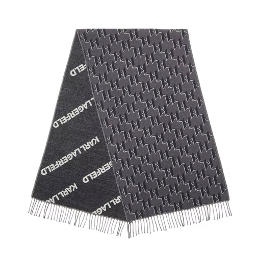 Karl Lagerfeld K/Monogram/Logo Wool Scarf Black Gray Wollschal