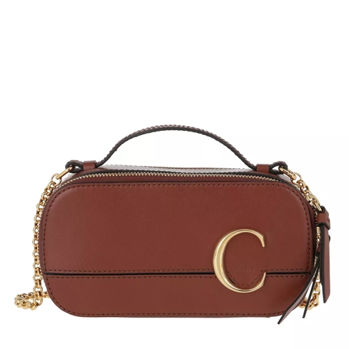 Chloé C Vanity Mini Crossbody Bag Smooth Leather Sepia Brown Cross body-väskor