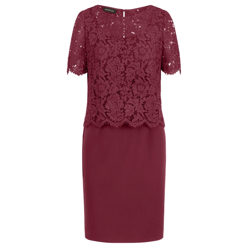 Apart Abendkleid Etuikleid mit Spitzenjäckchen bordeauxrot