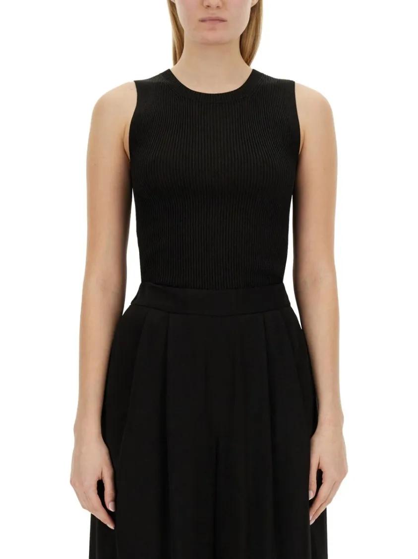 Thumbnail - Fabiana Filippi - Ribbed Black Slim-Fit Knitted Top - Größe 42 - schwarz