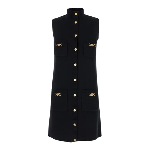 Versace Black Mini Sleeveless Dress With Medusa Detail In  Black 