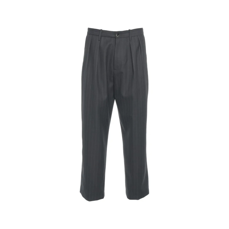 Nine In The Morning Pantalon Refined Pinstripe Pleated Trousers Black