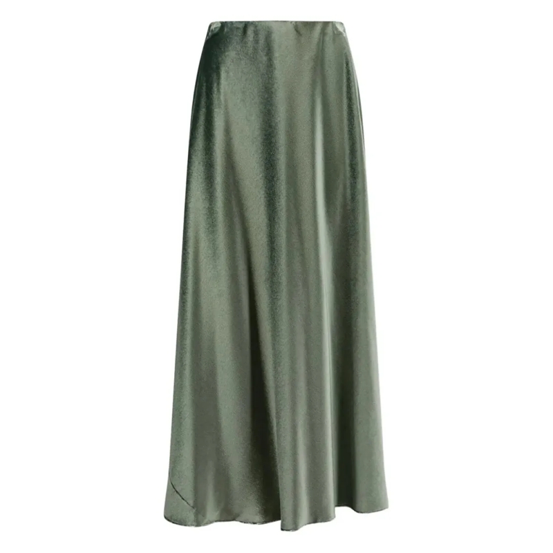 Alberta Ferretti Midirok Flowing Silhouette Skirt With Soft Drape Grey