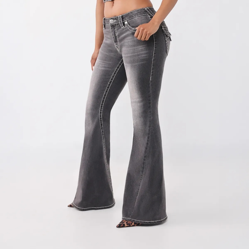 True Religion Jeans - Flared-Jeans- Weiter Schlag- Drehbein- Gedreh schwarz(Image 3)