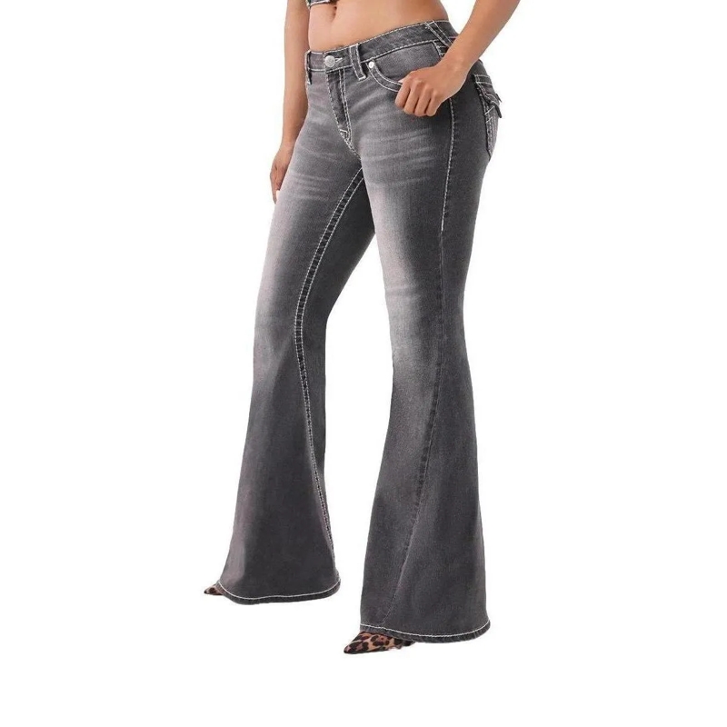 True Religion Jeans - Flared-Jeans- Weiter Schlag- Drehbein- Gedreh schwarz(Image 2)