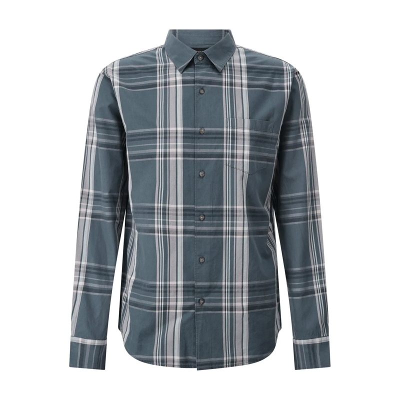 Vince Hemd Kariertes Hemd aus Baumwoll-Mix Blau