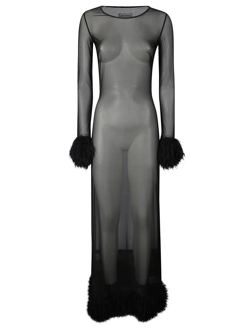 Thumbnail - Marine Serre - Unique Transparent Dress - Größe M - schwarz