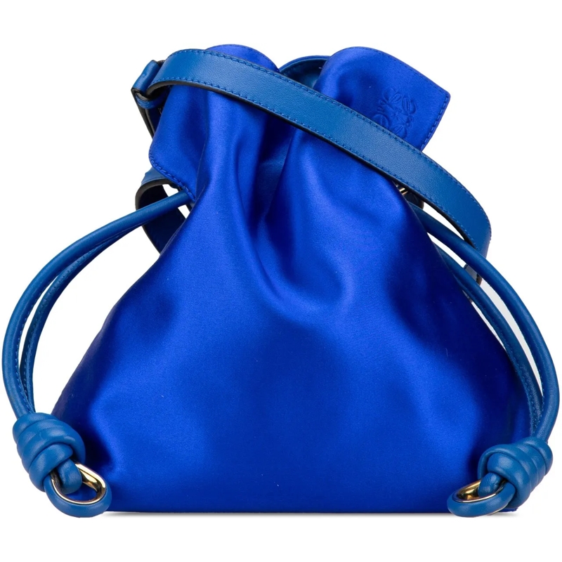 Loewe Schultertasche Small Satin Flamenco Knot blau