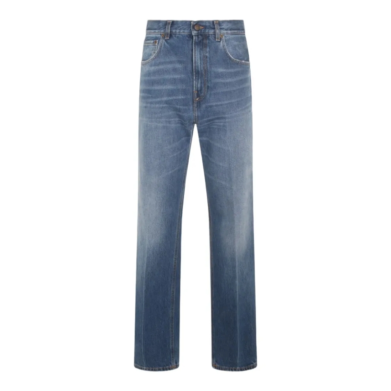 Haikure Jeans Medium Blue Straight-Leg Jeans With Subtle Fading Blue