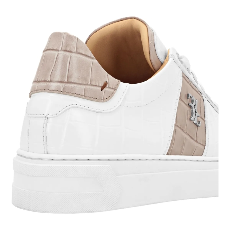 BILLIONAIRE Low-Top-Sneaker Lo-Top Turnschuhe Cocco Crocco Geprägt weiss(Image 5)