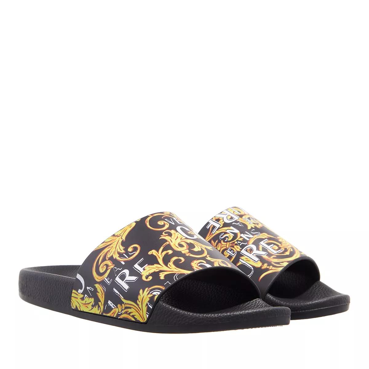 Black and discount gold versace slides