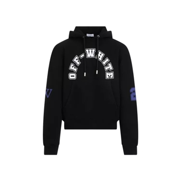 Off White Black Cotton Football Over Hoodie Black Hoodie