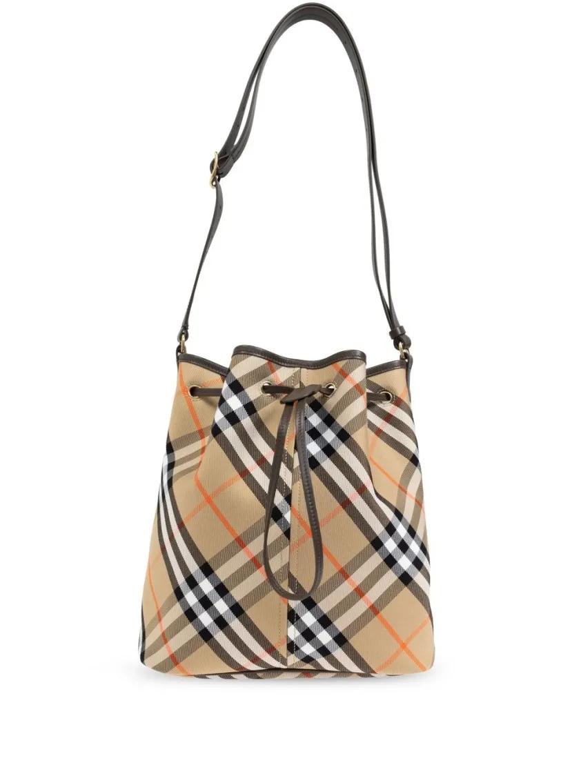 Burberry Beuteltasche - Beige/Multicolour Cotton Bucket Bag - Gr. unisize - in Rosa - für Damen