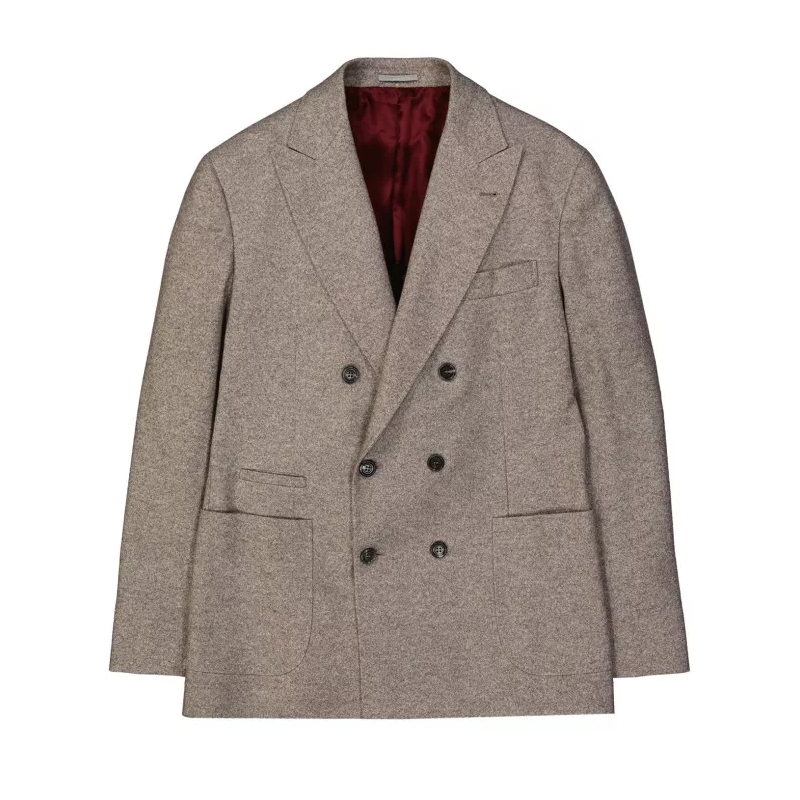Brunello Cucinelli  Double-Breasted Wool Jacket Brown