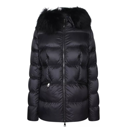 Moncler Padded Down Jacket With Fur-Trimmed Hood Blue 