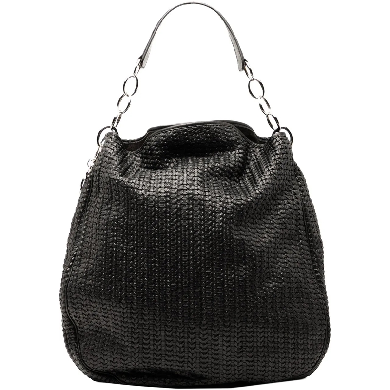 Christian Dior Schultertasche Woven Lambskin Soft Lady Dior Hobo schwarz