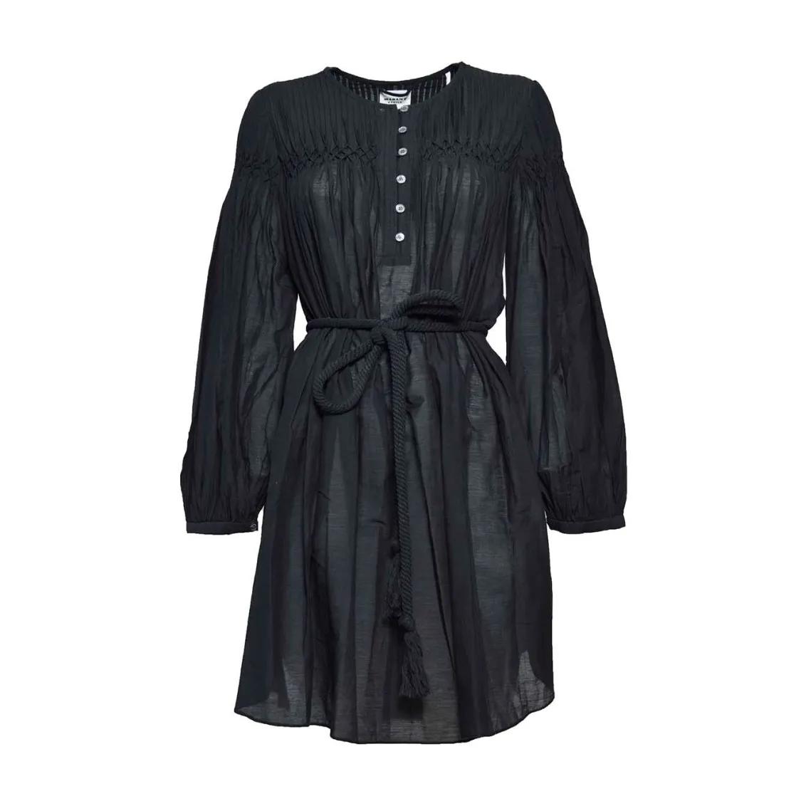 Thumbnail - Etoile Isabel Marant - Adeliani Short Dress In Black Cotton With Pleated - Größe 38 - schwarz