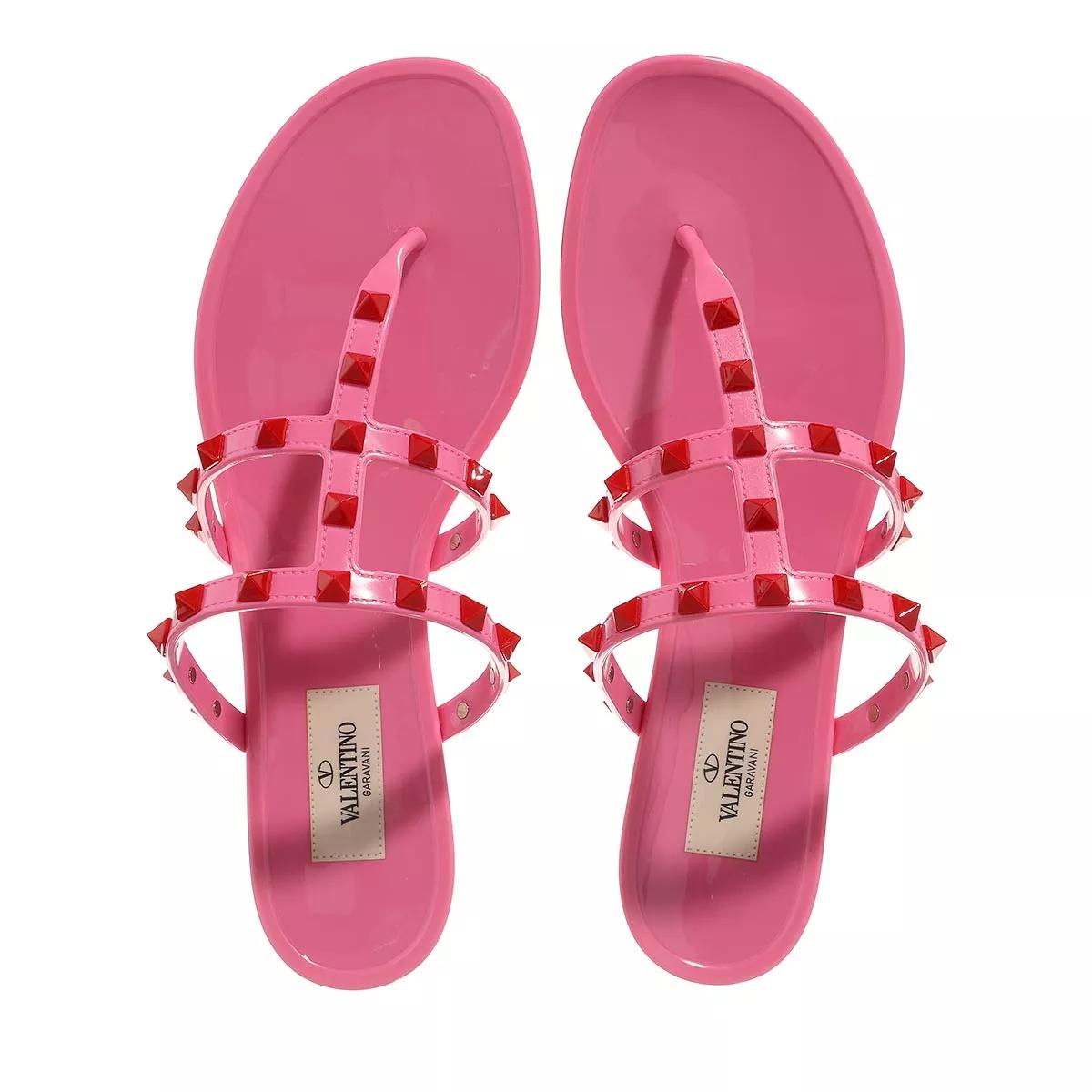 Valentino Garavani Sandalen Rockstud Thong Sandal in poeder roze