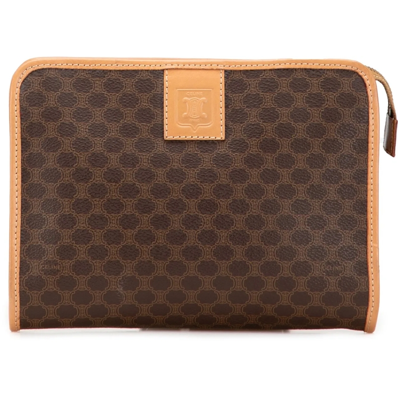 Celine Clutch Macadam Coated Canvas Clutch braun
