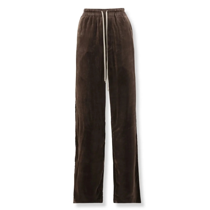 Rick Owens  Dietrich Drawstring Velvet Trousers With Patch Poc Black