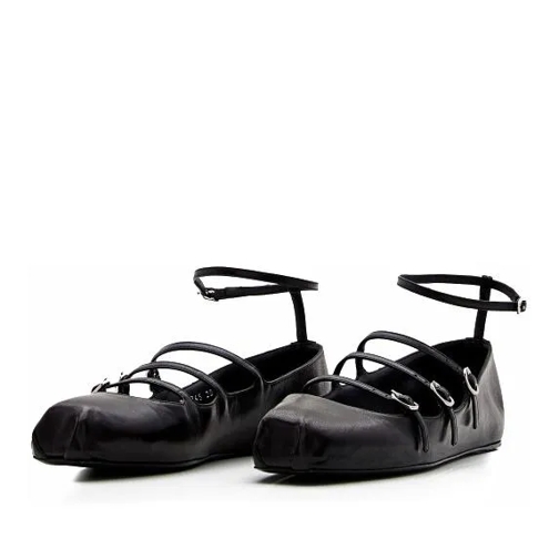 Alexander McQueen Leather Ballerina Flat Black Pantofola ballerina