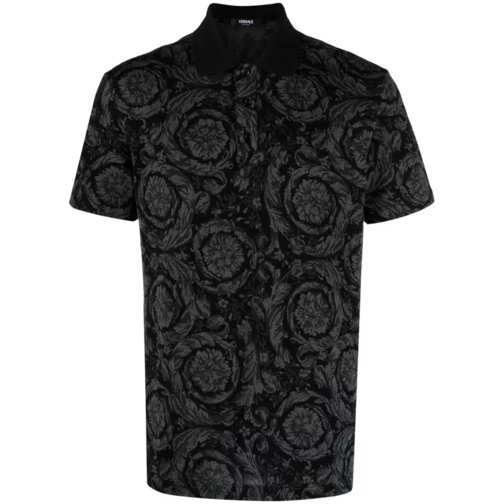 Versace Barocco Jacquard Gray Polo Shirt Grey 